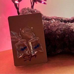 Blue fish in water earrings!